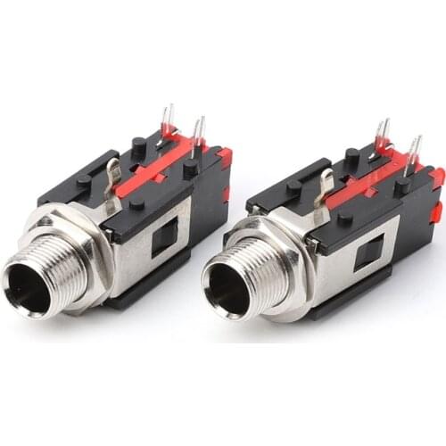 5PCS 6.35mm 1/4 2Pin Female Audio Stereo Phone Jack Headphone Socket Connector