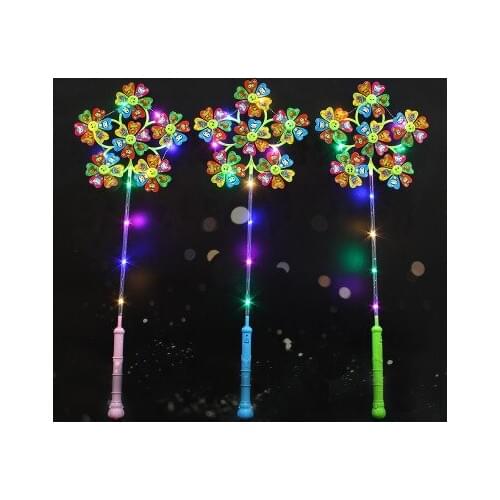 5PCS Children luminous windmill Shiny classic smiley toy One hand holds 6 fans with lights to cultivate childrens visual senses