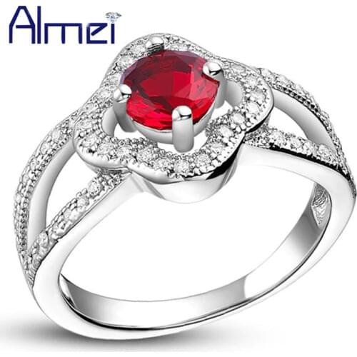 Almei Big Rings for Women Wedding Silver Color Jewelry Green Blue White Stone Crystal Anel Feminino Ring Ladies Jewellery J581