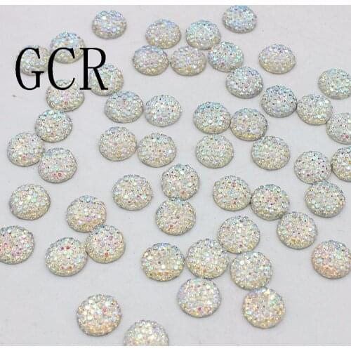 Free Shipping Crystal AB 10mm 72Pcs Flatback Resin Dotted Round Rhinestone Cabochon Gems,Flat Back Resin Rhinestone For DIY