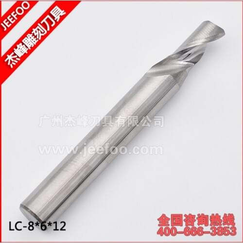 Free shipping Single flute pure Aluminum CNC router bits metal cutting tool 8*6*12 A series