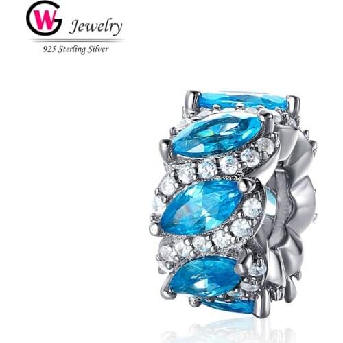 Shiny 2019 Sky Blue Charm Beads NEW Pendants Fit For Pandora Bracelet Necklace Charm DIY Women Jewelry Love Gift Beads Femininas