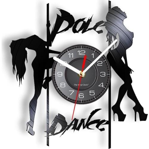 Pole Dance Sexy Girls Silhouette Retro Album Wall Clock Steal Tube Dance Erotic Dancing Vinyl Record Watch Acrobatics Home Decor