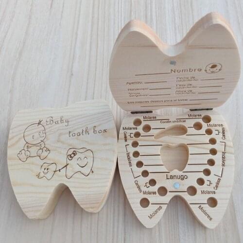 Wooden Baby Wooden Baby Teeth Box Kids Tooth Storage Box Teeth Umbilical Lanugo Organizer Milk Teeth Collect Gift Keepsakes Save