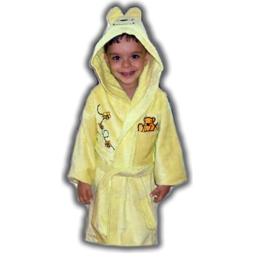 Hooded Children Robe 9-10 Age Yellow Four Seasons Can Be Used To Clean Easy Dry Quickly