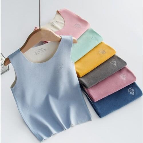 Children Winter Underwears Sleeveless Vests Keep Warm T-shirts for Boys Girls Kids Undershirts Sleeveless Top Clothing100-170cm