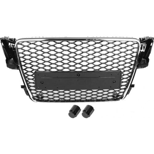 For RS5 Style Front Sport Hex Mesh Honeycomb Hood Grill Chrome Black for Audi A5/S5 B8 2008 2009 2010 2011