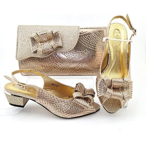 Doershow Italian Shoes and Bags To Match Shoes with Bag Set Decorated with Rhinestone Nigerian Women Wedding Shoes set! HYD1-9