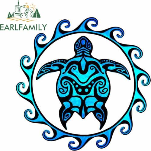 EARLFAMILY 13cm for Tribal Turtle Creative Car Sticker Air Conditioner Cartoon Decal Personality VAN RV Sunscreen Car Styling