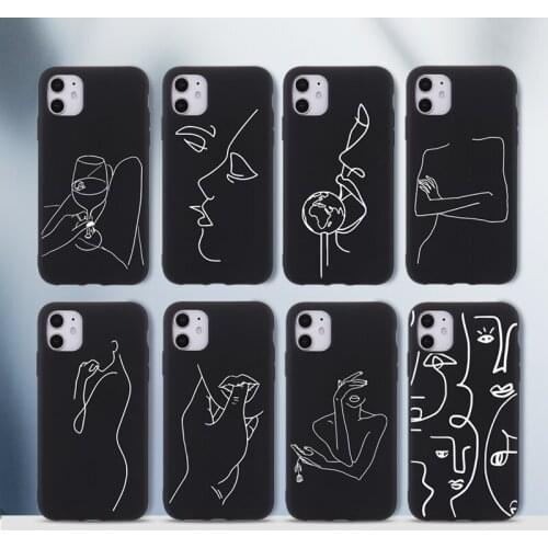 Elegant Beauty Curved Line Phone Cover For iPhone 11 12 Pro X XS XR Max 7 8 7Plus 8Plus 6S SE Soft Silicone Candy Case Fundas