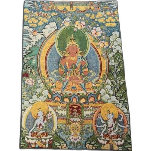 China old Tibet silk Thangka like hanging painting fengshui Tibetan Buddha
