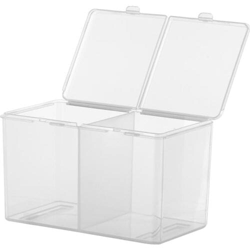 Nail Art 2 Colors Clear Compartments Holder Organizer Container Gel Polish Remover Cleaning Cotton Pad Swab Storage Box