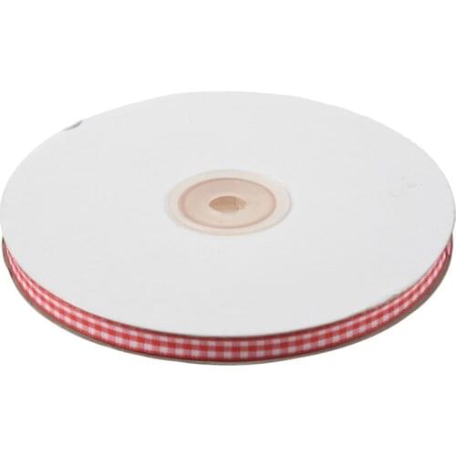 45m Full Reel Cut Lengths Gingham Ribbon Sewing Crafts, 6mm Wide Red