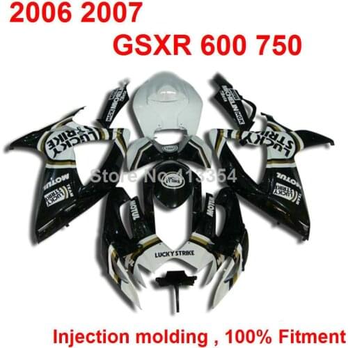Injection molding body parts fairing kit for Suzuki GSXR600 750 06 07 white black farings set GSXR 750 2006 2007 TY67