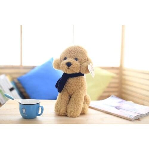 Cute plush teddy dog toy stuffed light brown scarf dog doll gift about 30cm 0122