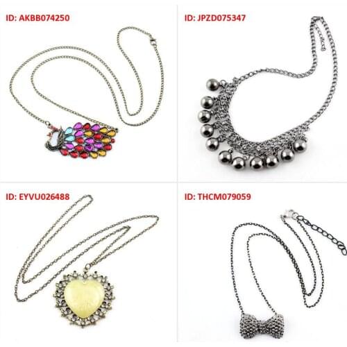 Fashion Jewelry Necklace Pendent Colorful Peacock Statement Black Punk Balls Flowers Yellow Peach Heart Rhinestone Silve