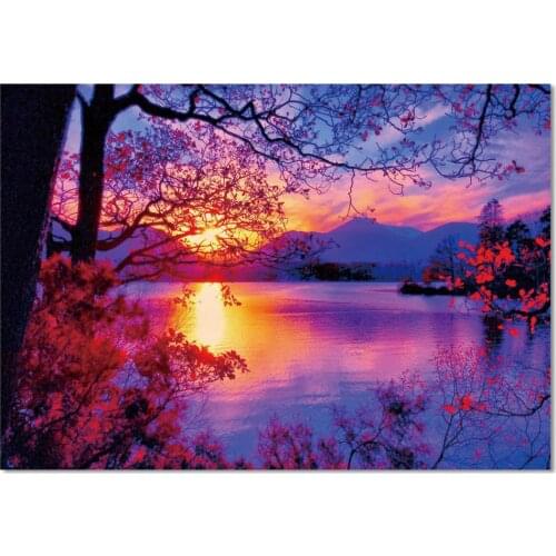 Sunset By The Lake HD Print Painting Modular Pictures # Frame Wall Art Poster Modern Home Decoration Canvas