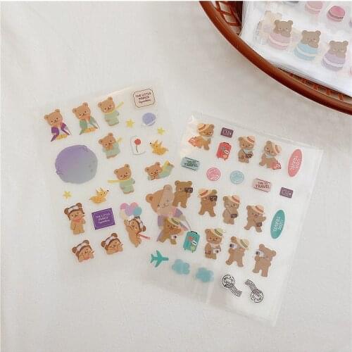 Ins Cartoon Photographer Bear Cute Stickers Labels Post It Mobile Phone Stationery Diy Items Kawaii Creative Decorative Sticker