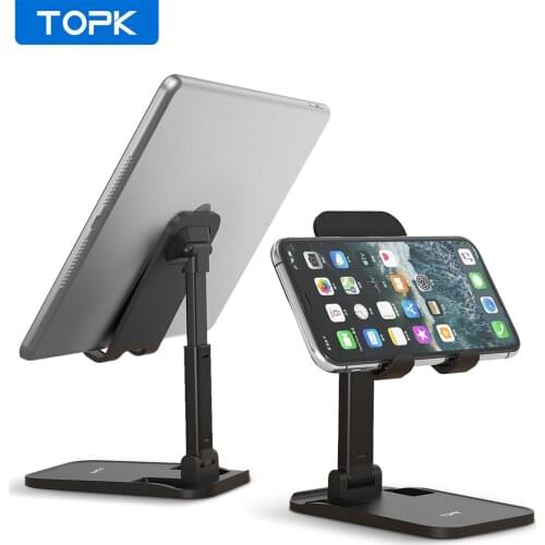TOPK Portable Desktop Phone Holder Stand Tablet Holder Foldable Extend Support Desk for iPhone iPad Adjustable Cell Phone Stand