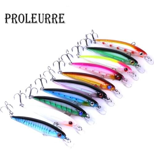 Proleurre 1PCS Minnow Fishing Lure Laser Hard Artificial Bait 3D Eyes 11cm 13.1g Fishing Wobblers Crankbait Minnows Pesca 0-2M