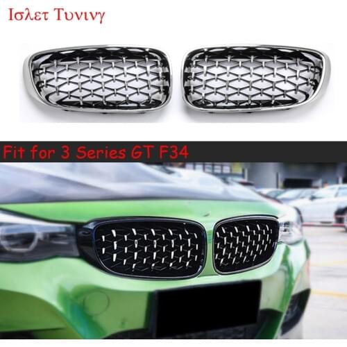 1pair Diamond F34 Grille for BMW 3 Series GT F34 Gran Turismo Front Bumper Kidney Grilles 320i 328i 330i 335i 340i 325d 2014