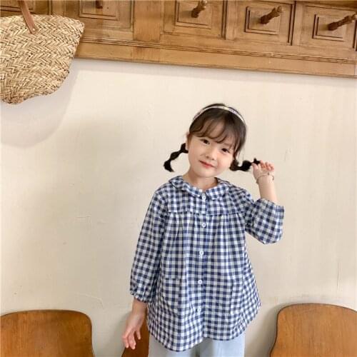 Children Clothing Baby Girls Plaid Shirts Spring Autumn Toddler Kids Casual Cotton Long Sleeve Shirt Lapel Soft Blouse For Girls