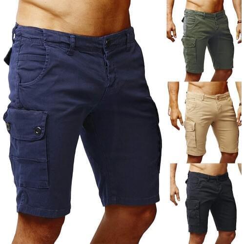 Solid Color Shorts Men Casual Shorts Summer Beach Shorts Men Multi Pockets Cotton Shorts Fifth Pants Mens Shorts short homme