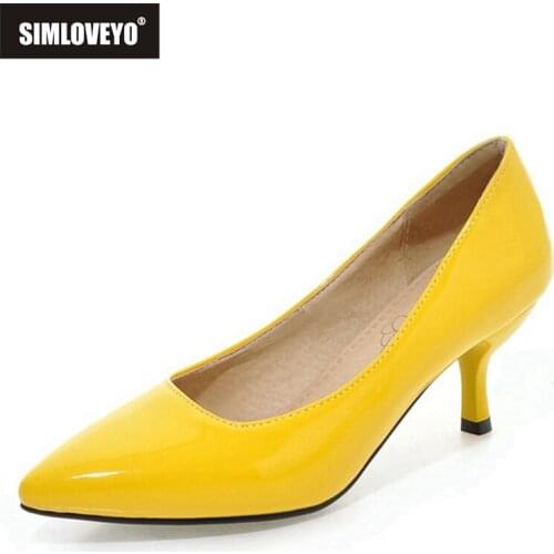 SIMLOVEYO 2019 new arrive women pumps spring summer simple fashion shallow dress shoes pointed toe comfortable high heels shoes