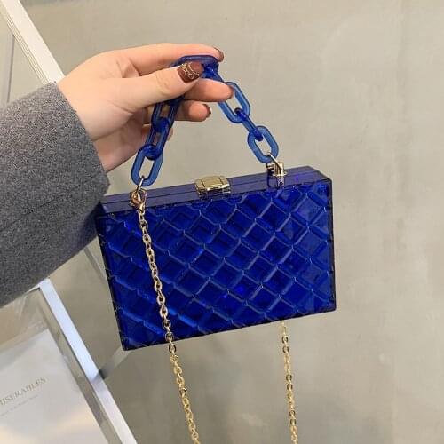 Acrylic Mini Box Shape Shoulder Bag Fashion Womens Bag New Chain Crossbody Transparent Box Bag Candy Color Square Bag