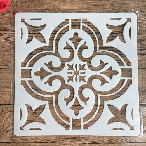 30 * 30cm DIY stencil painting template retro flower pattern model wax paper tile wall floor furniture decorative painting mold