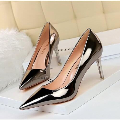 BIGTREE Shoes 2021 New Women Pumps PU 7.5CM Thin High Heels Pointed Toe High Heels Shoes for women heels Office Shoes Party Shoe