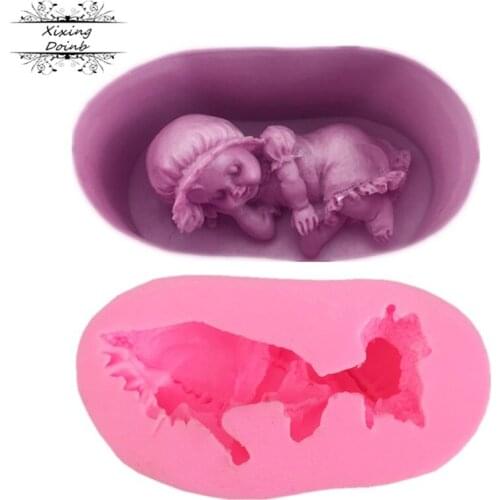 Xixing 3D Sleep baby handmade soap mold chocolate cake decorating tools DIY cookies fondant silicone mold Silicone mould