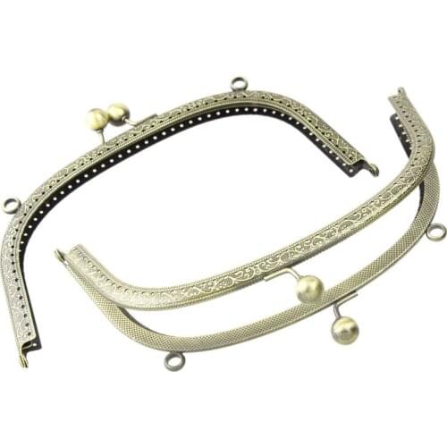 1Pc Kiss Clasp Lock Arch Frame Metal Bronze Tone For Purse Bag Handbag DIY Handle Findings 20cm