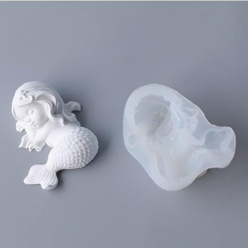 1Pcs 3D Sleeping Mermaid Silicone Plaster Scented Candle Epoxy Resin Soap Mold DIY Car Air Conditioning Outlet Perfume Clip