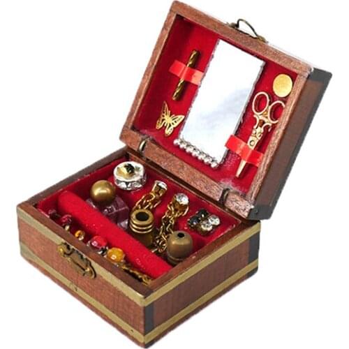 1pc Mini Jewelry Box Model Dollhouse Miniatures Children DIY Miniatures Doll House Furniture Toy House 1:12 Accessories