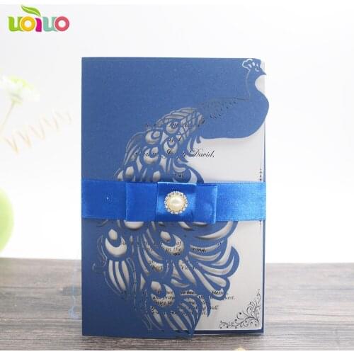 Big Heard Love 10sets Laser Cut Luxury Peacock Wedding Party Invitation Card Decoracion Wedding Party Favors Cards With Envelope