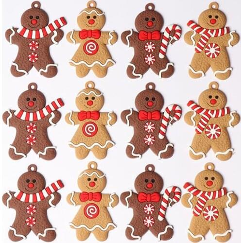12Pcs Gingerbread Man Christmas Tree Hanging Pendant Xmas Ornament 2021 Christmas Decoration for Home Navidad New Year Kids Gift