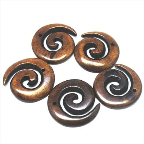 1pc nature bone beads carving flower brown shapes size 30mm top fashion beads accessories diy beads for charm pendants making