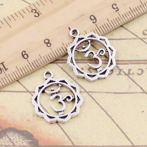 20pcs Charms Yoga Om Flower 23x19mm Tibetan Silver Color Pendants Antique Jewelry Making DIY Handmade Craft