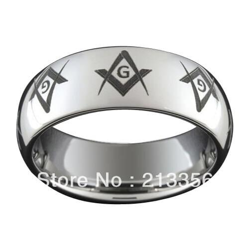 20PCS/LOT FREE SHIPPING!USA WHOLESALES CHEAP PRICE 8MM WOMEN&MENS CLASSIC SILVER MASONIC TUNGSTEN FREEMASON WEDDING BAND RINGS