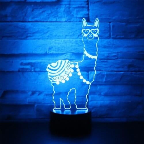 3D Lamp Alpaca Shape best Gift Acrylic Table Night light Furniture Decorative Illusion colorful 7 color change Llama