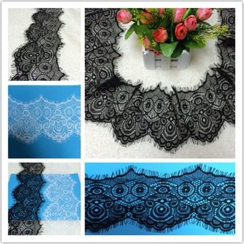 6 Meter/ lot Black White Gorgeous Eyelash Lace Trim Lace Fabric 13cm Diy Clothing Accessories Handmade DIY Decorative