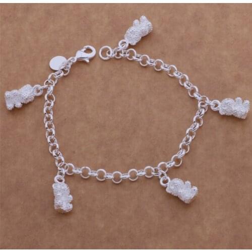 AH074 Trendy wholesale bracelet, sterling fashion jewelry Little bear hanging /bgwajyda aunajlua