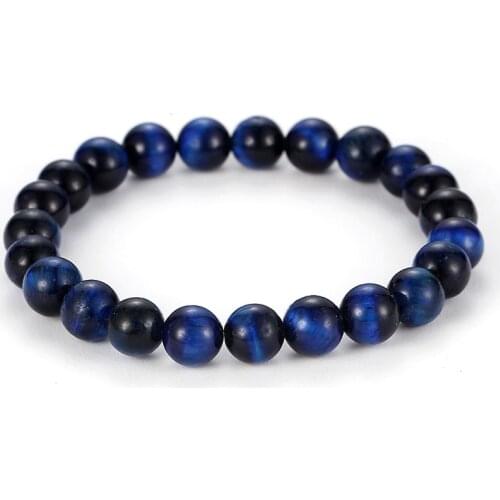Black Blue Gradual Change Lava Natural Stone Beads Bracelets Vintage Design Volcanic Rock Bead Strand Bracelet Men Jewelry