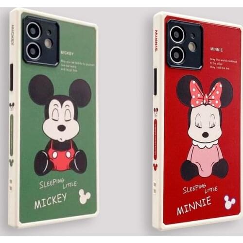 Disney Mickey Mouse mobile phone case square cartoon phone protective cover for iPhone 12 11 Pro Max XR XS Max 7 8 Plus X SE