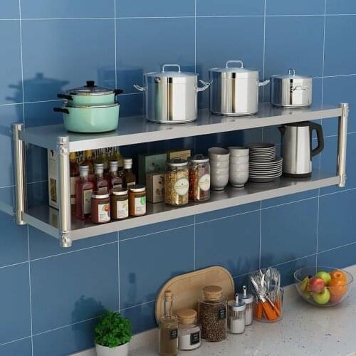 Stainless Steel Microwave Oven Rack Kitchen Organizer Storage Holder Oven Bracket Pot Holder Wall Mounted Condiment Shelf