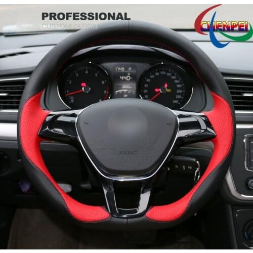 DIY Hand-Sewn PU Leather Steering Wheel Cover For VW Golf 7 e-Golf Jetta Arteon Atlas Car Interior Accessories