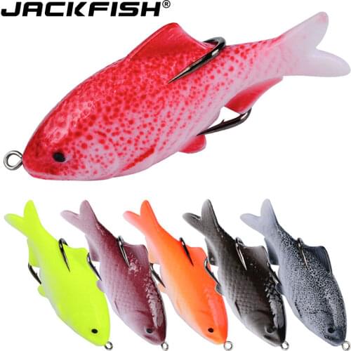 JACKFISH 1PC 9.5cm 18g 3D Soft Bait Fishing Lures double Hooks Top water Artificial plastic Swimbait Crank Use For Rig Fishing