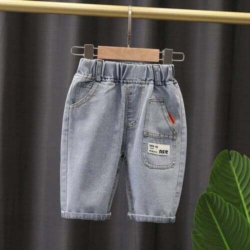 Children Denim Shorts Summer Fashion Kids Boys Shorts Pants Clothes Girls Shorts Casual Elastic Waist Jeans Size: 90-130