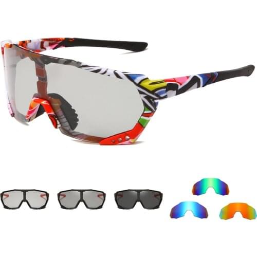 Photochromic polarizing glasses for men and women, outdoor UV 400 road bicycle lens, sports, bicycle, with 2 lenses